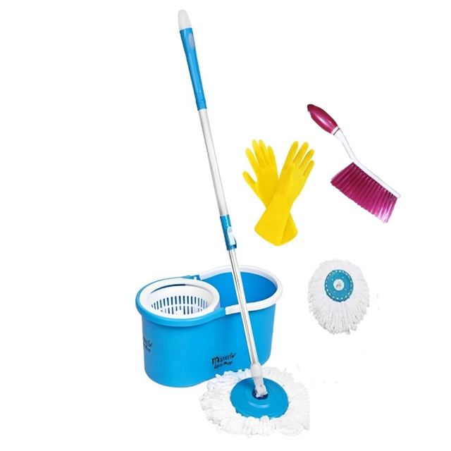 Mop Bucket Set with Cleaning Gloves & Brush with 1 Refills (Multicolor, Set of 1)