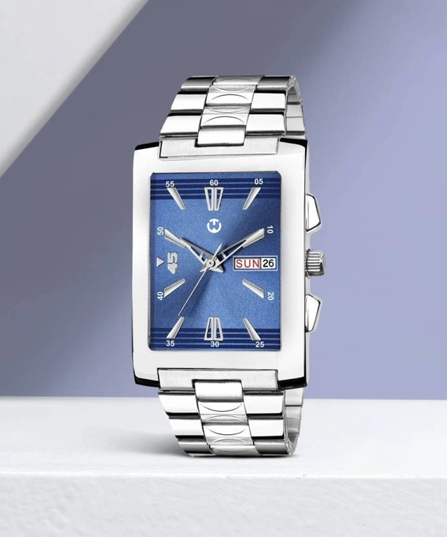 Analog Watch for Men (Silver & Blue)