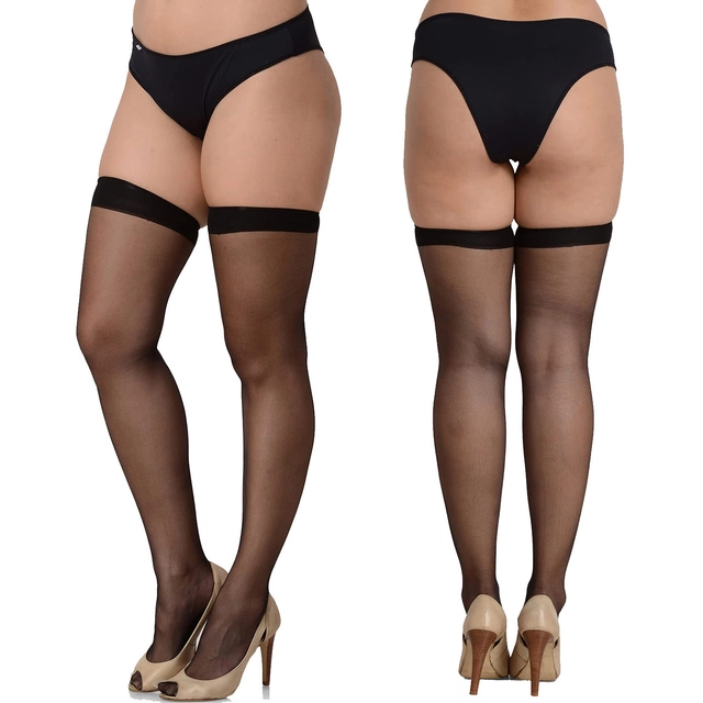 Long Transparent Pantyhose Stockings for Women & Girls (Set of 1) (Black, Free Size)