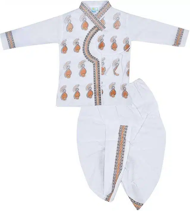 Dhoti and Kurta Set for Kids (White, 0-1 Years)