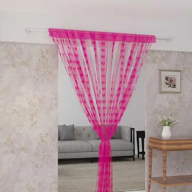 Door Curtain (Heart String Pink Curtain , 4x7 Feet)