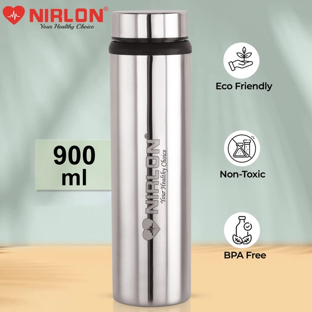 Nirlon Stainless Steel Water Bottles (Silver, 900 ml) (Pack of 5)