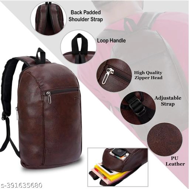 Polyester Backpack for Kids (Dark Brown, 21 L)