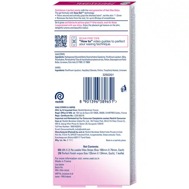 Veet Half Body Wax Strip Normal Skin - 8 Strips