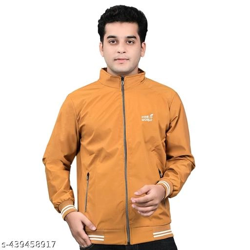 Polyester Jacket for Men (Mustard, M)