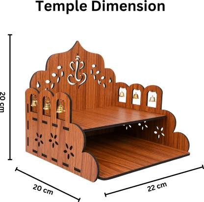 Wooden Premium Ganesh Ji Carved Pattern Temple & Set-Top Box Stand 20X20X22 CM