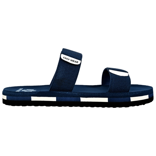 Cozy Wear Solid Flipflops for Men (Navy Blue, 6)