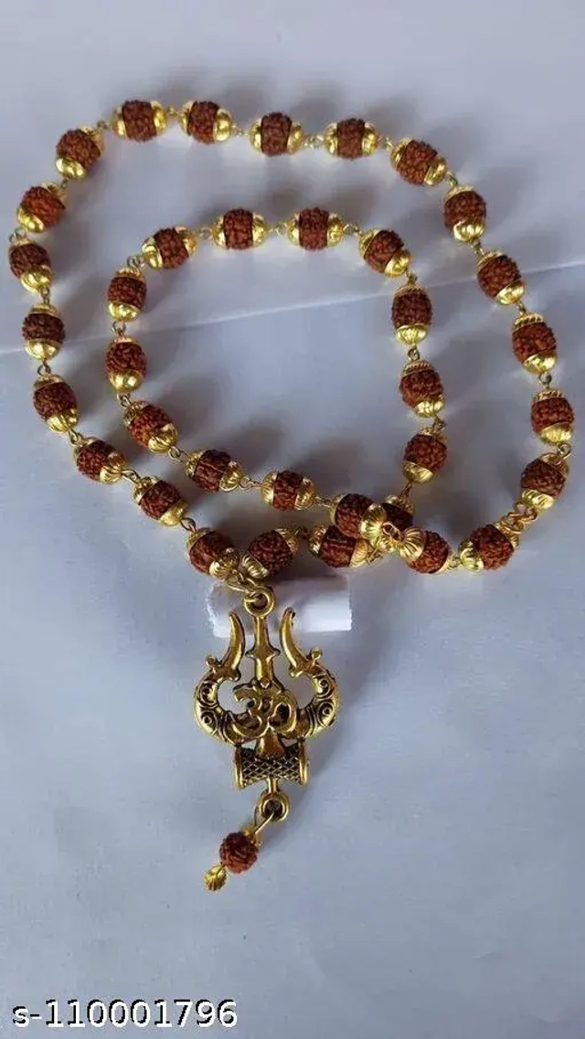 Rudraksh Mala for Men (Gold & Brown)