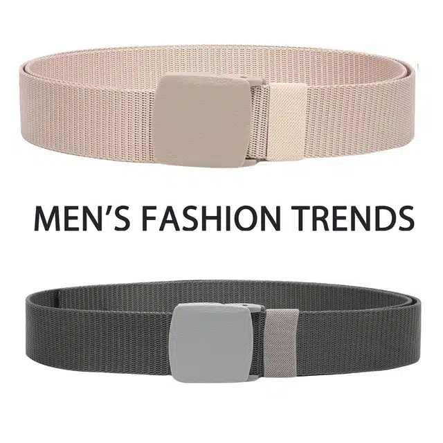 Canvas Belt for Men (Pack of 2) (Multicolor, 42)