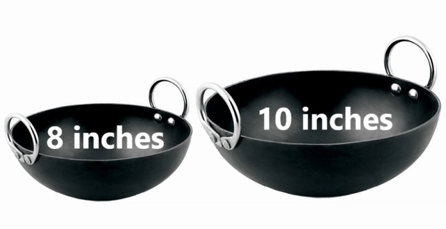 Iron Non Coated Kadhai (Black, 1 L & 2 L) (Set of 2)