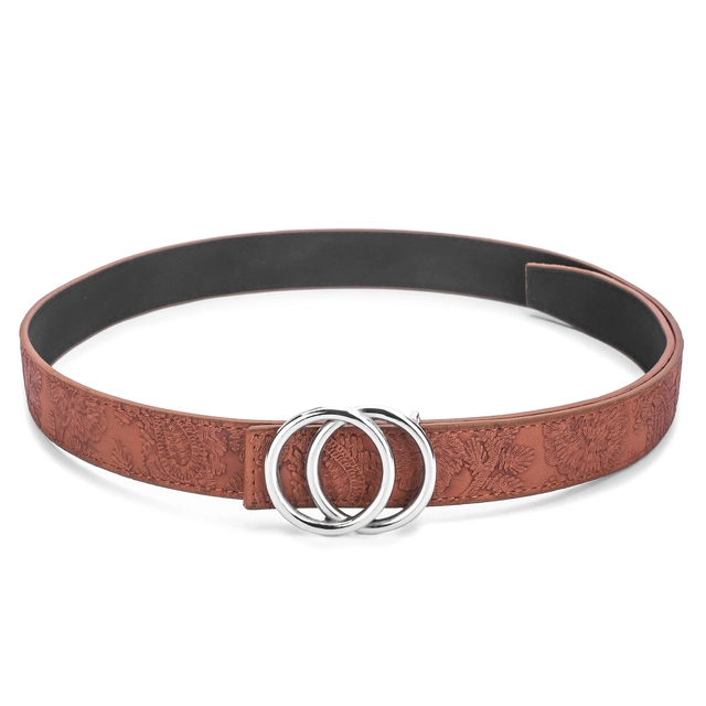 Artificial leather Belt for Women (Tan, Free Size)