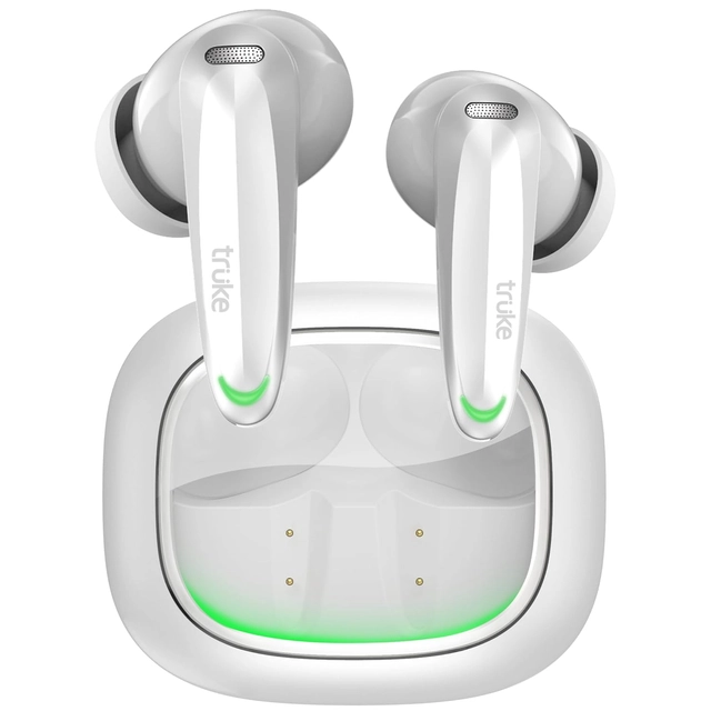 Truke True Wireless Bluetooth in-Ear Earbuds with Charging Case & Dual Pairing (White)