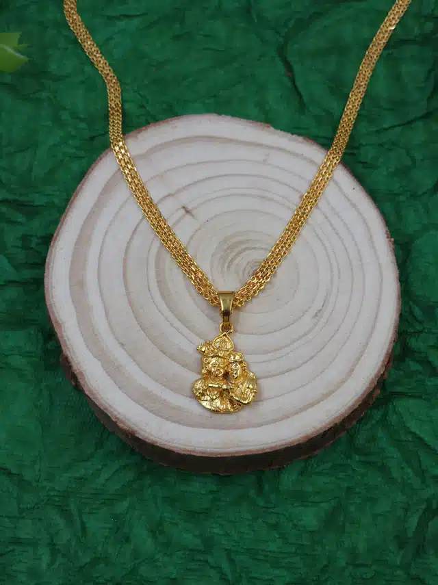 Gold Plated Pendant with Chain for Girls (Gold, Free Size)
