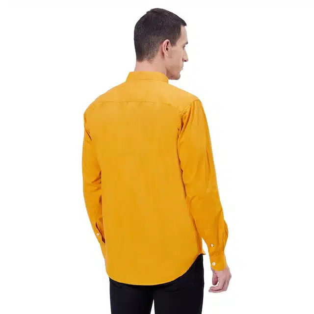 Men's Solid Casual Shirt (Yellow, M)