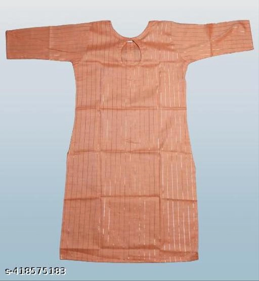 Cotton Blend Solid Kurti for Women (Orange, Xl)