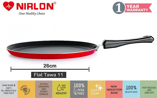 Aluminium Nonstick Cookwear Set with Glass Lid (Red, Set of 4)