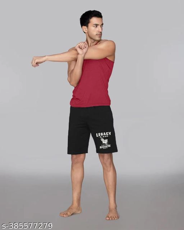 Cotton Blend Shorts for Men (Black, M)