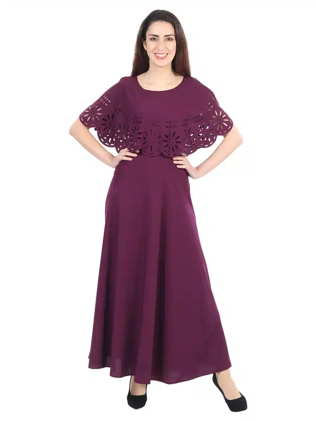 Maxi Dress for Women (Wine, XL)