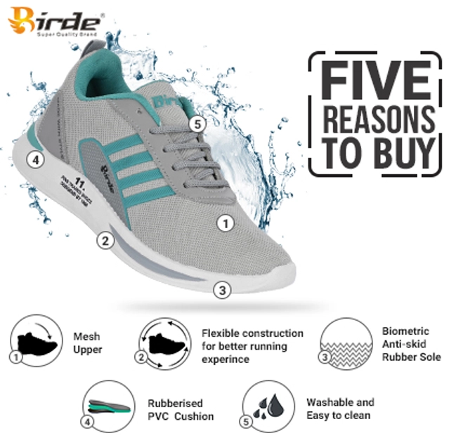 Sports Shoes for Men (Grey & White, 6)