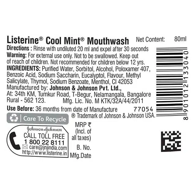 Listerine Coolmint Mouth Wash 80 Ml