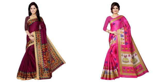 Trendy Pure Silk Saree With Blouse Piece For Women (Pack Of 2) (Multicolor, 6.3 m) (M-4475)