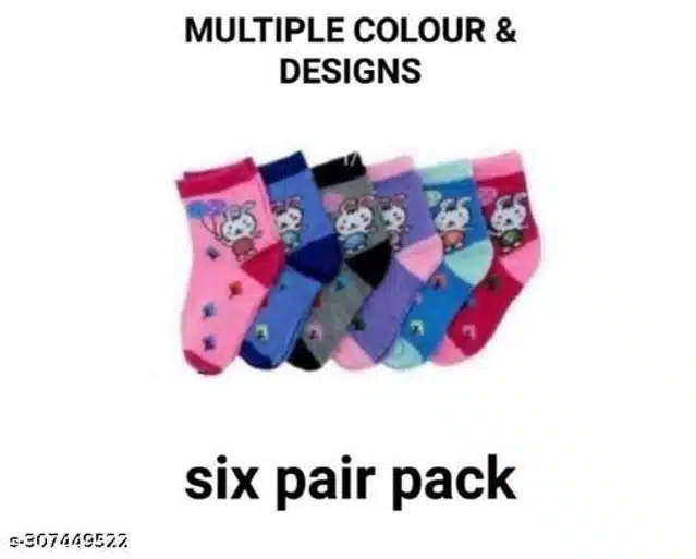 Cotton Socks for Kids (Multicolour, Set of 6)