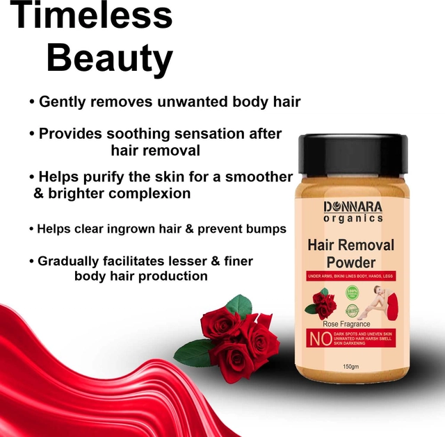 Donnara Organics Rose Fragrance Painless Hair Removal Powder (150 g)