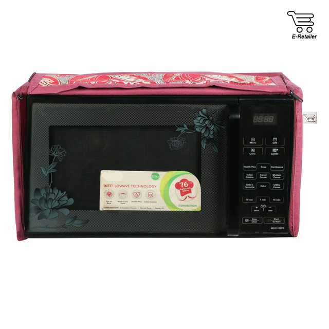 E-Retailer Polyester 3-Layered Microwave Oven Cover With Front Zipper Encloser Suitable for 21 Liter (Maroon, 20x19x12) (S-16)