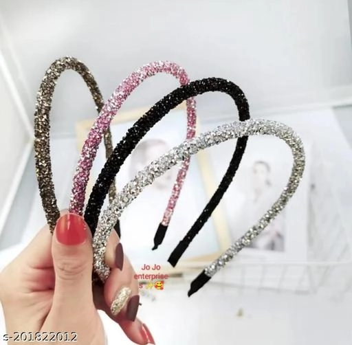 Glitter Hair Band for Women (Multicolor, Pack of 4)