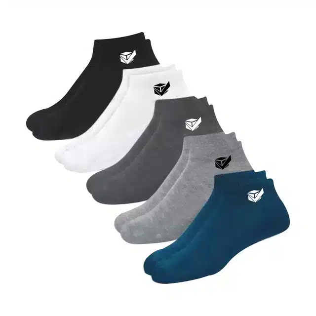 Fashionable Low Length Ankle Socks (Multicolor, Free Size) (Set of 5)