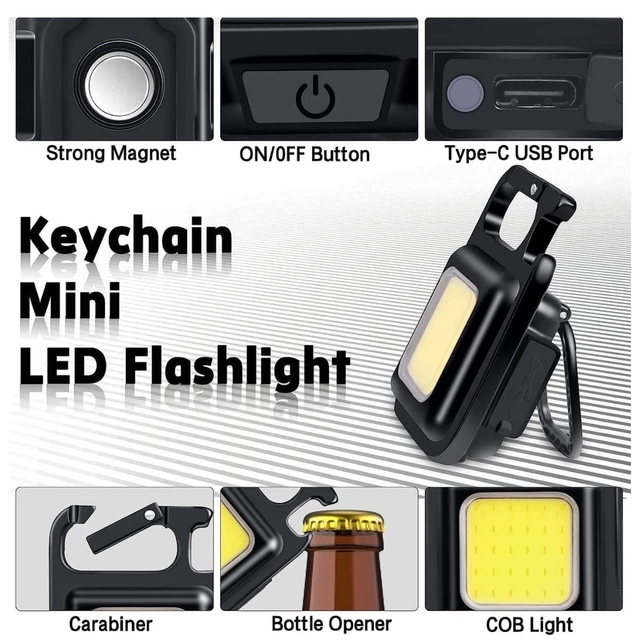 IMMUTABLE Flashlight 800 Lumens COB Rechargeable Mini Flashlight 4 Light Modes Portable Pocket Light (Pack of 1)