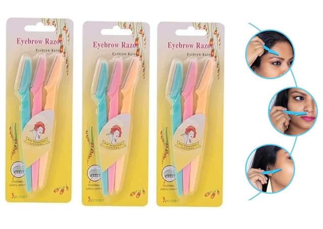 Plastic Face Razor for Women (Multicolor, Pack of 9)