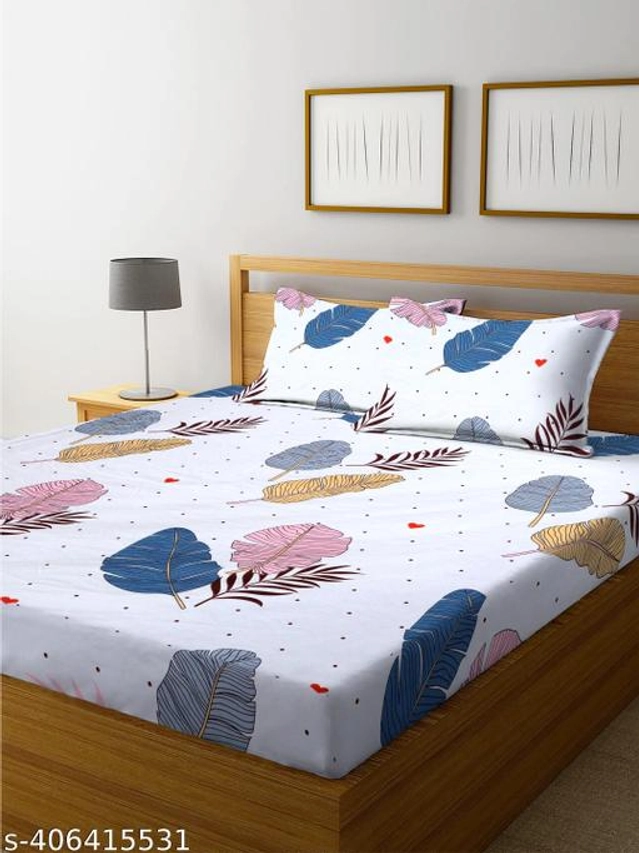 Glace Cotton Double Size Bedsheet with 2 Pillow Covers (Multicolor, 90x90 inches)