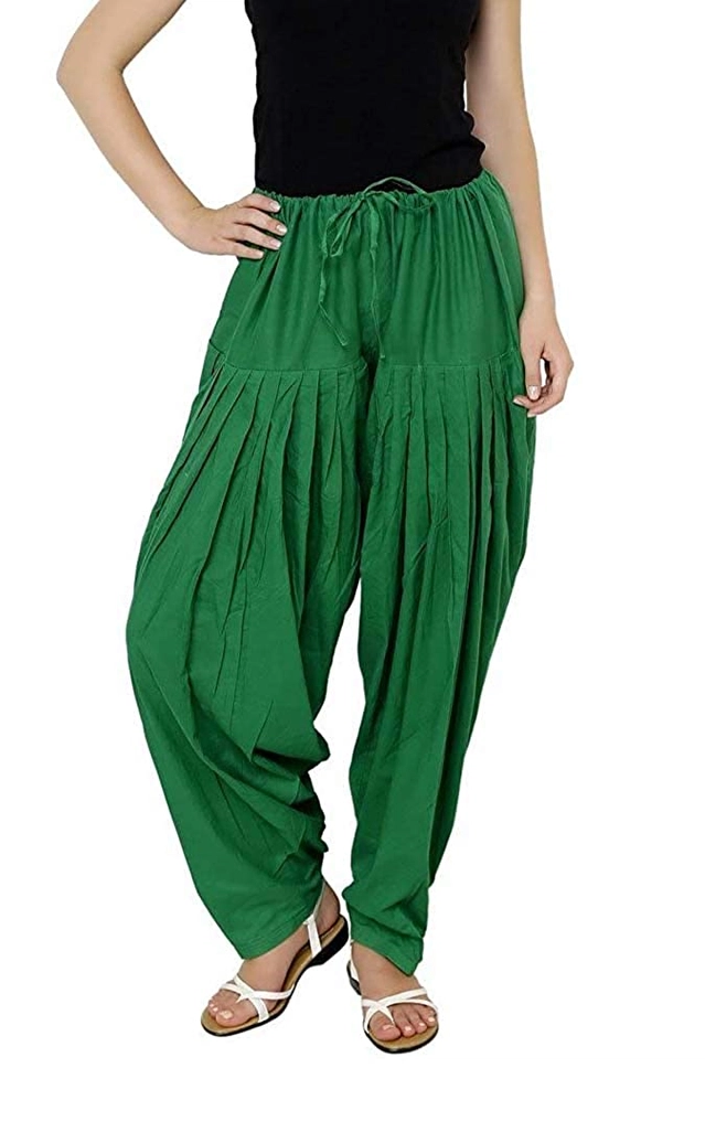 Cotton Solid Patiala for Women (Green, 28)