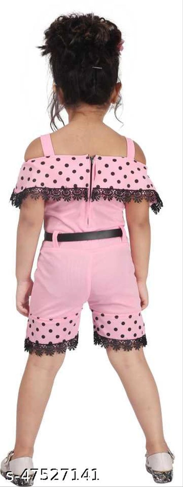 Cotton Jumpsuit for Girls (Pink, 1-2 Years)