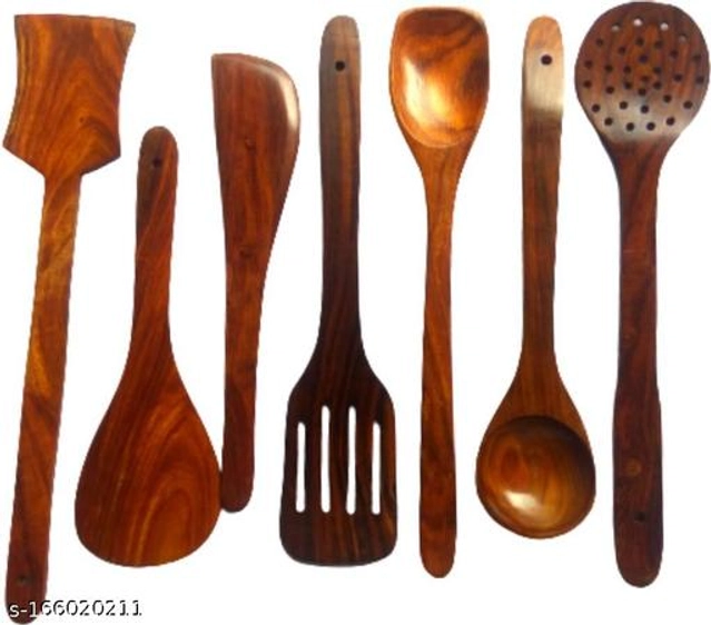 Wooden Kitchen Tool Set (Brown, Set of 7)