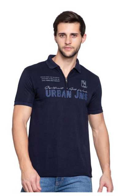 Matty Cotton Collar Polo Half Sleeves T-Shirt For Men (Navy Blue , M) (NF-007)