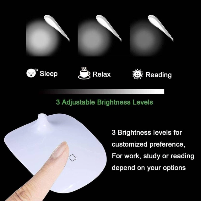 IMMUTABLE Rechargeable LED Table/ Night/ Study Lamp with 3 Stage Dimming Light Study Lamp (Assorted, Pack of 1)