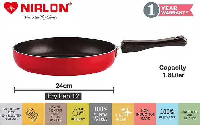 Aluminium Nonstick Cookwear Set with Glass Lid (Red, Set of 4)