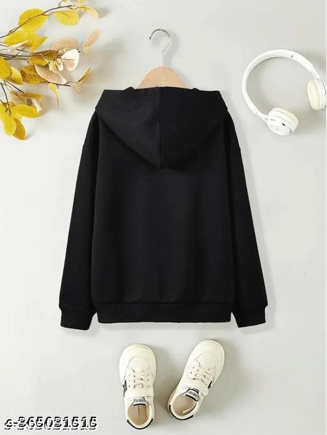 Cotton Blend Sweatshirt for Girls (Black, 2-3 Years)