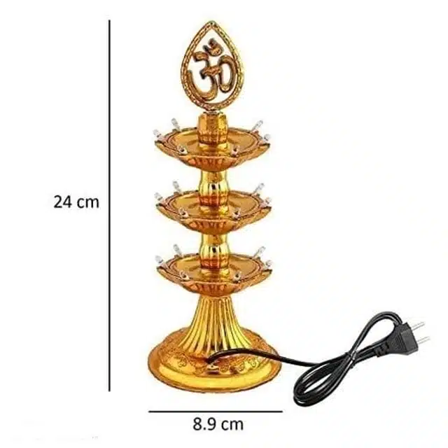 3 Layer Electric Diya for Home Temple (Pack of 2, Gold)