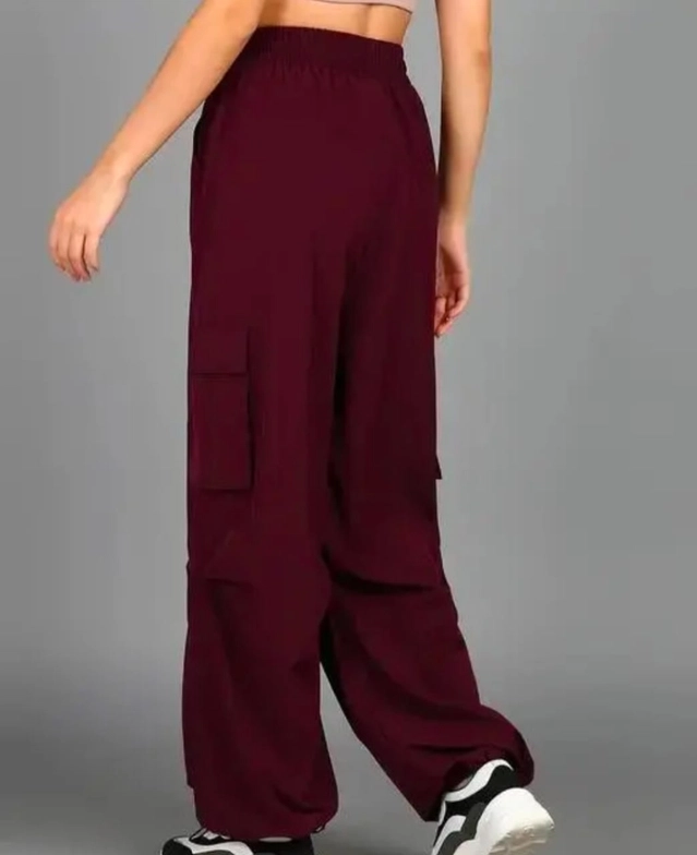 Poly Cotton Bell Bottoms Trousers for Women (Maroon, 32)