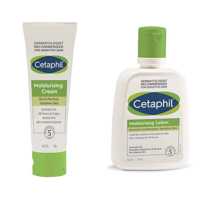 Combo of Cetaphil Moisturising Cream (80 g) with Lotion (100 ml) (Set of 2)