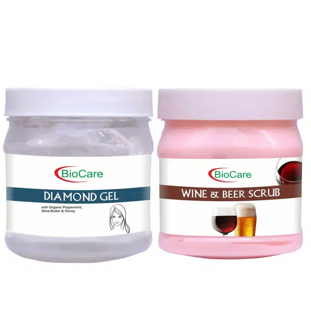 Biocare Diamond Gel (500 ml) with Wine & Beer Scrub (500 ml) (Combo of 2) (A-1209)