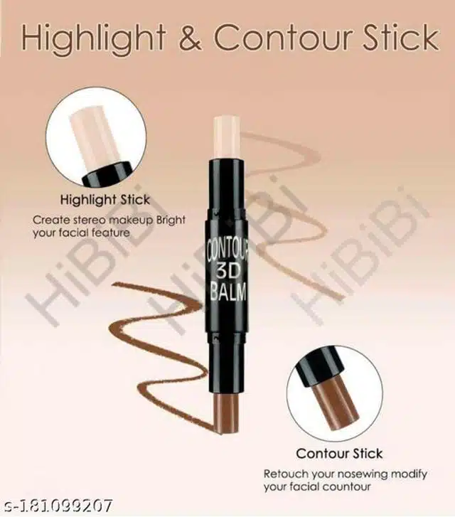 Contour Stick with 3 Pcs Makeup Blender (Black, Set of 2)