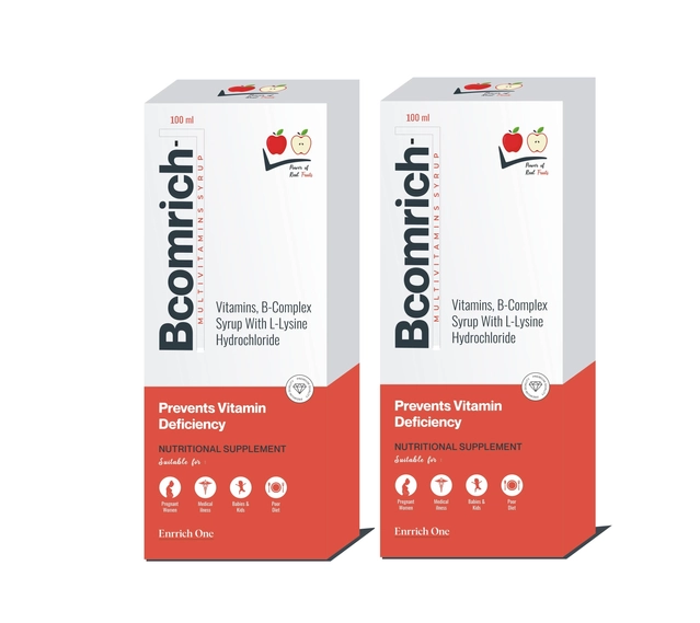 Bcomrich Multivitamis B-Complex with L-Lysine Syrup (200 ml, Pack of 7)