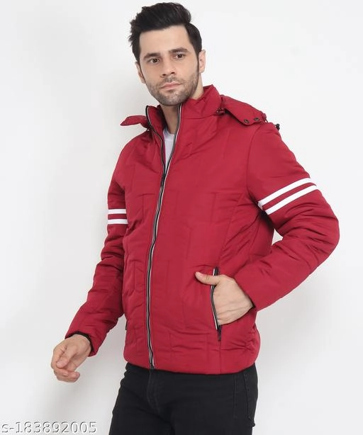 Nylon Full Sleeves Jacket for Men (Maroon, L)