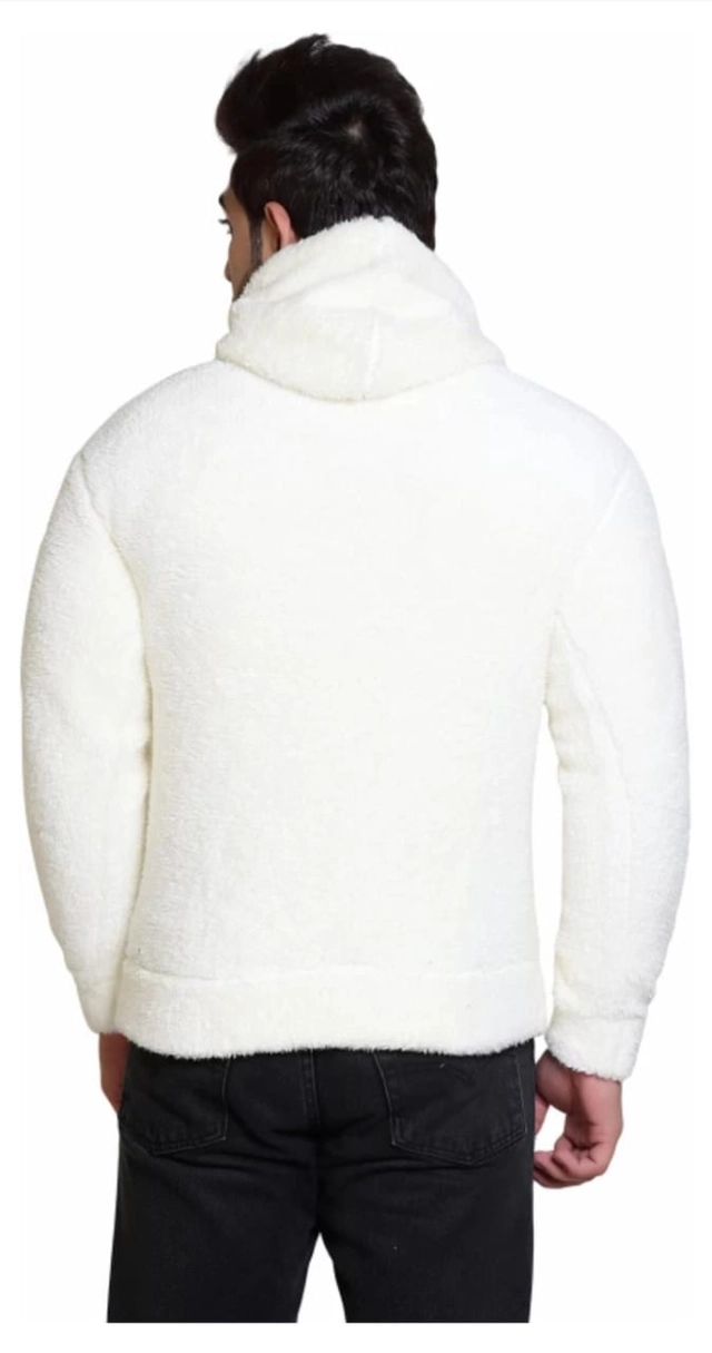 Wool Printed Hoodie for Men (White, M)