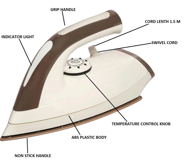 Nissan Home Appliances Light Weight Dry Iron (Brown & White, 1000 W)