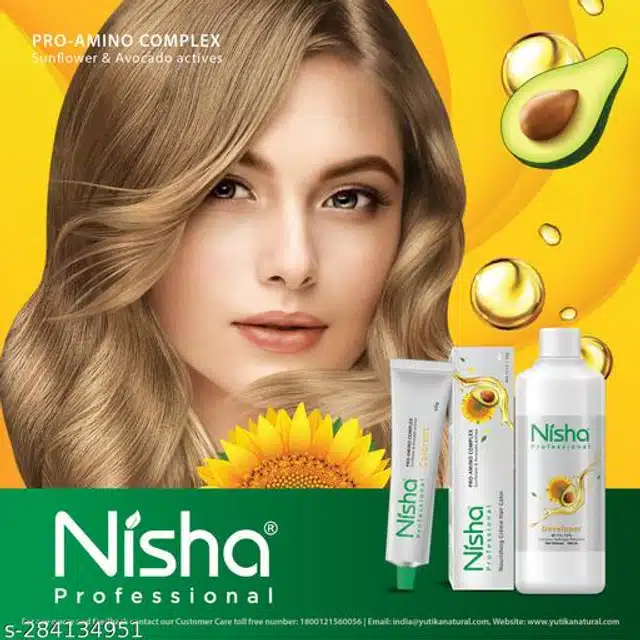 Nisha Professional Permanent Creme Hair Color (Light Blonde, 60 g)